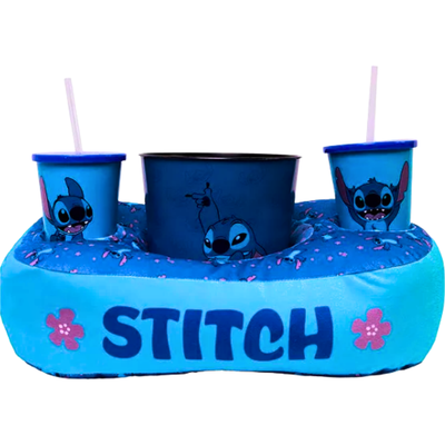 Kit Almofada Porta Pipoca Com Balde e Copos Stitch Just Chill