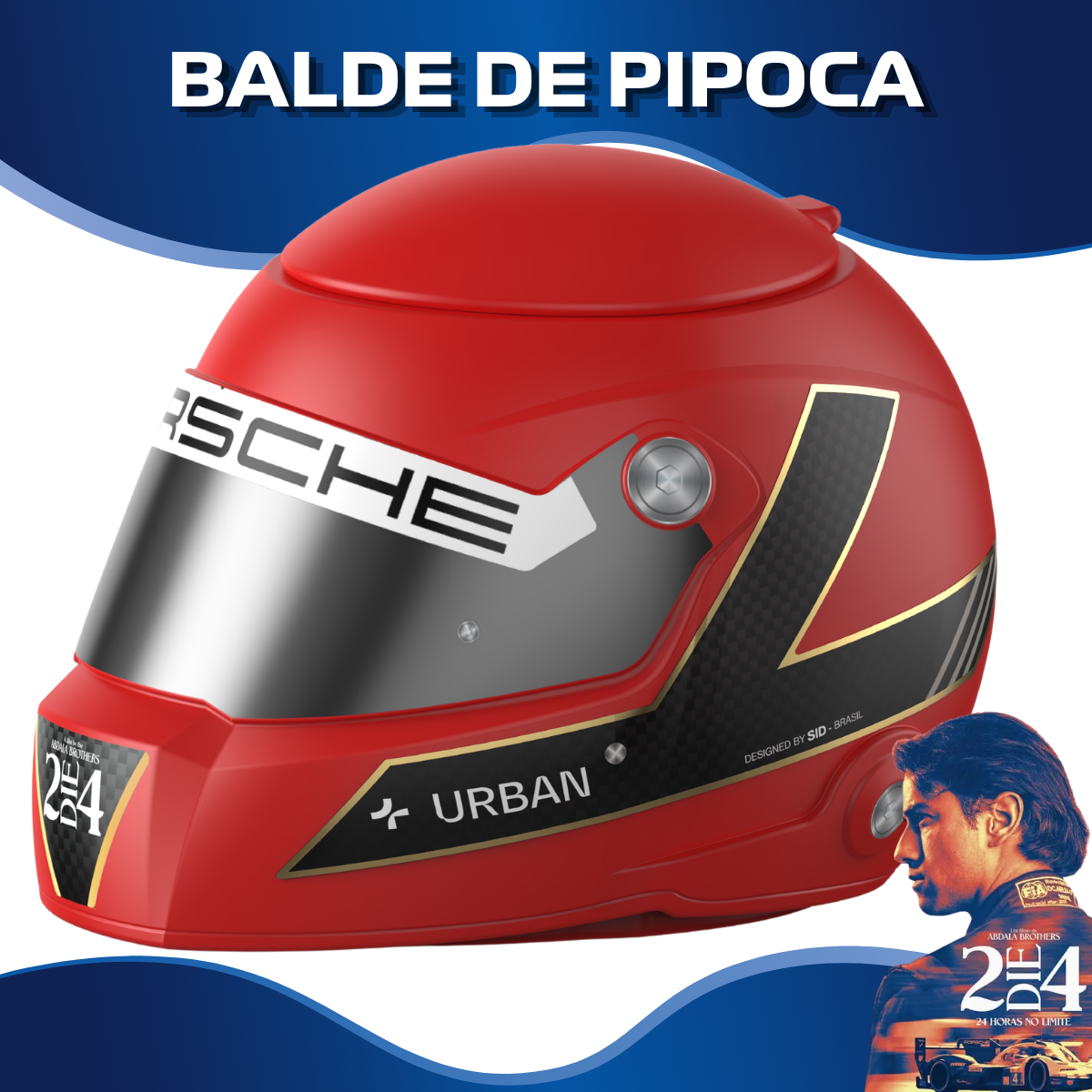 Balde Pipoca Capacete Filme 2die4 Porsche Colecionavel 4l