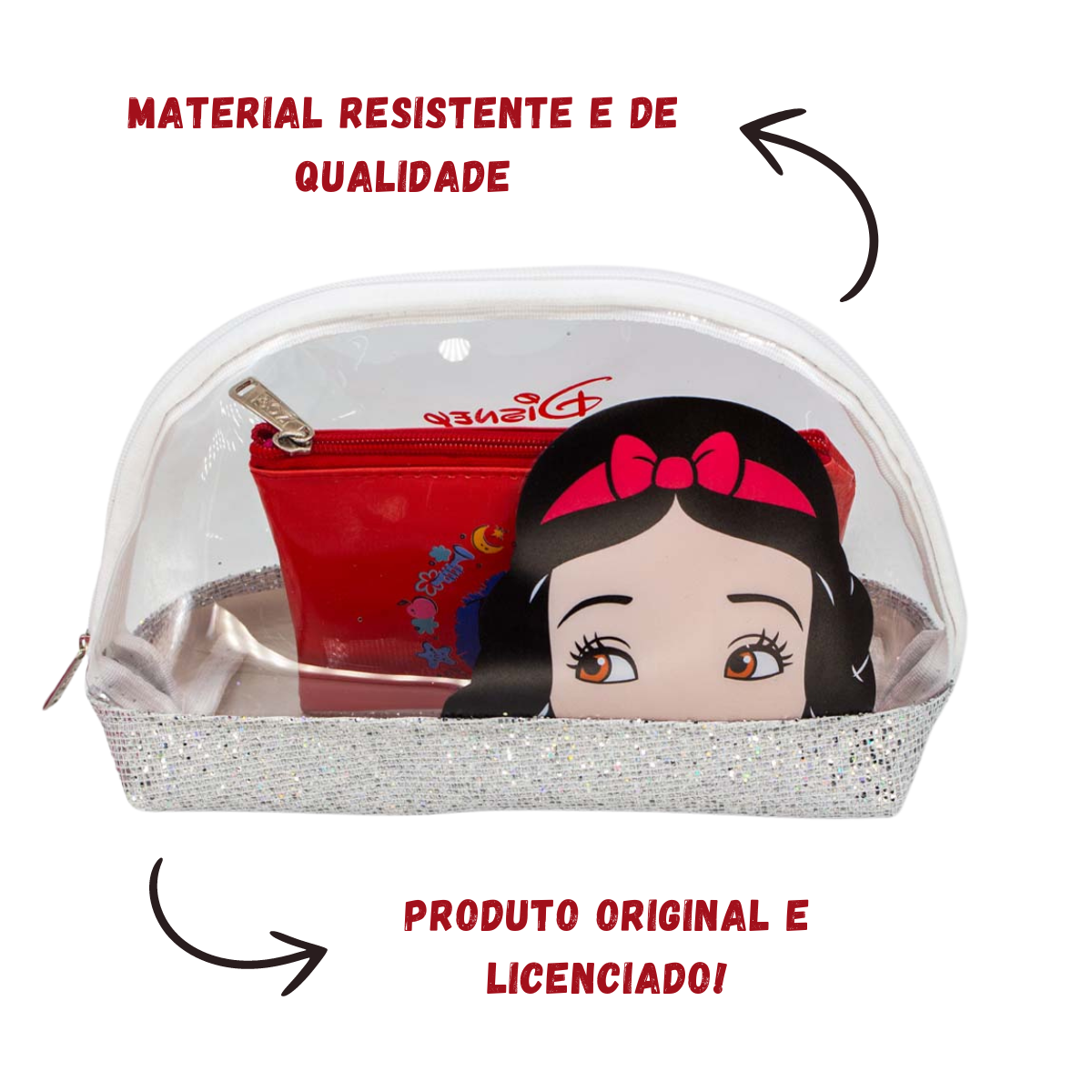 Necessaire 2 em 1 Branca de Neve Princesas Bolsinha Maquiagem