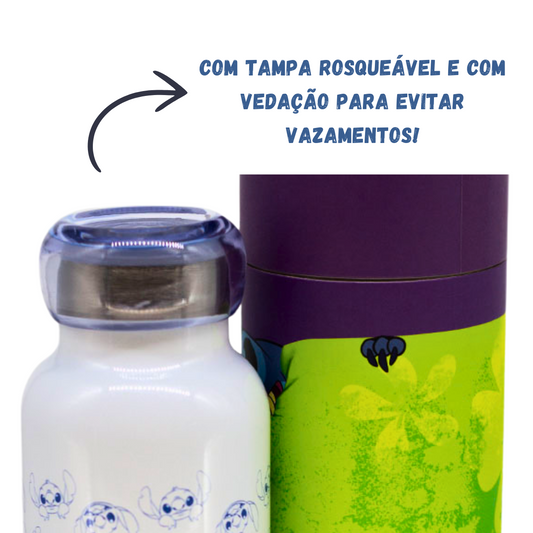 Garrafa Térmica Stitch 500ml Inox com Vedação em Silicone – Compacta e Estilosa + Brinde