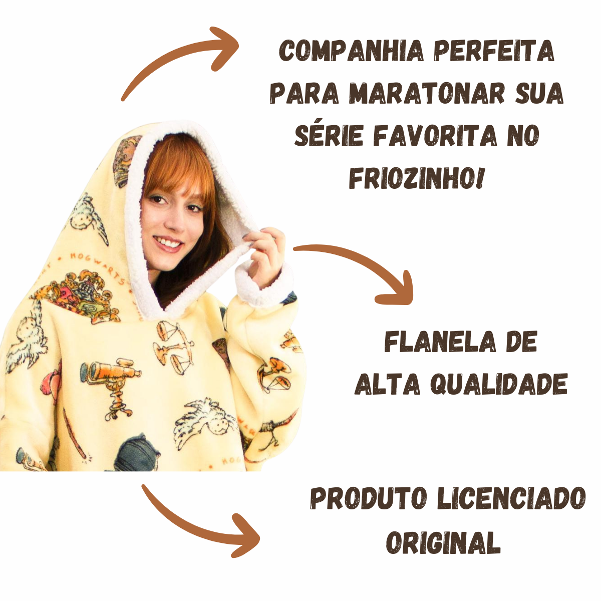 Cobertor com Mangas Hogwarts Harry Potter Hoodie Moletom Juvenil