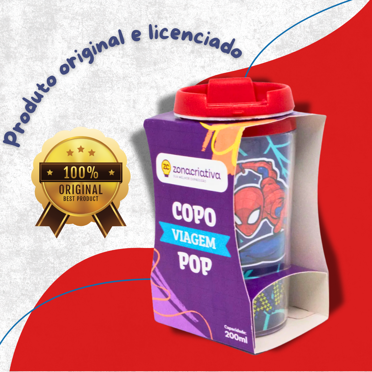 Copo Homem-Aranha Infantil 200ml com Tampa – BPA Free