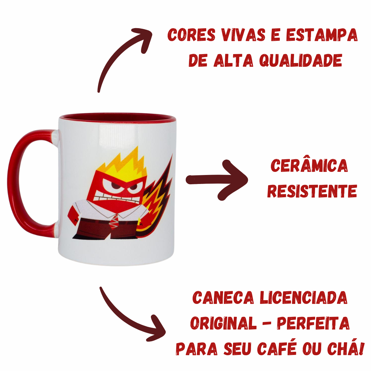 Caneca Raiva Divertida Mente 350ml Cerâmica