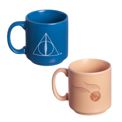 Kit 2 Mini Xícaras Relíquias da Morte e Pomo de Ouro Harry Potter HP Cerâmica 100ml