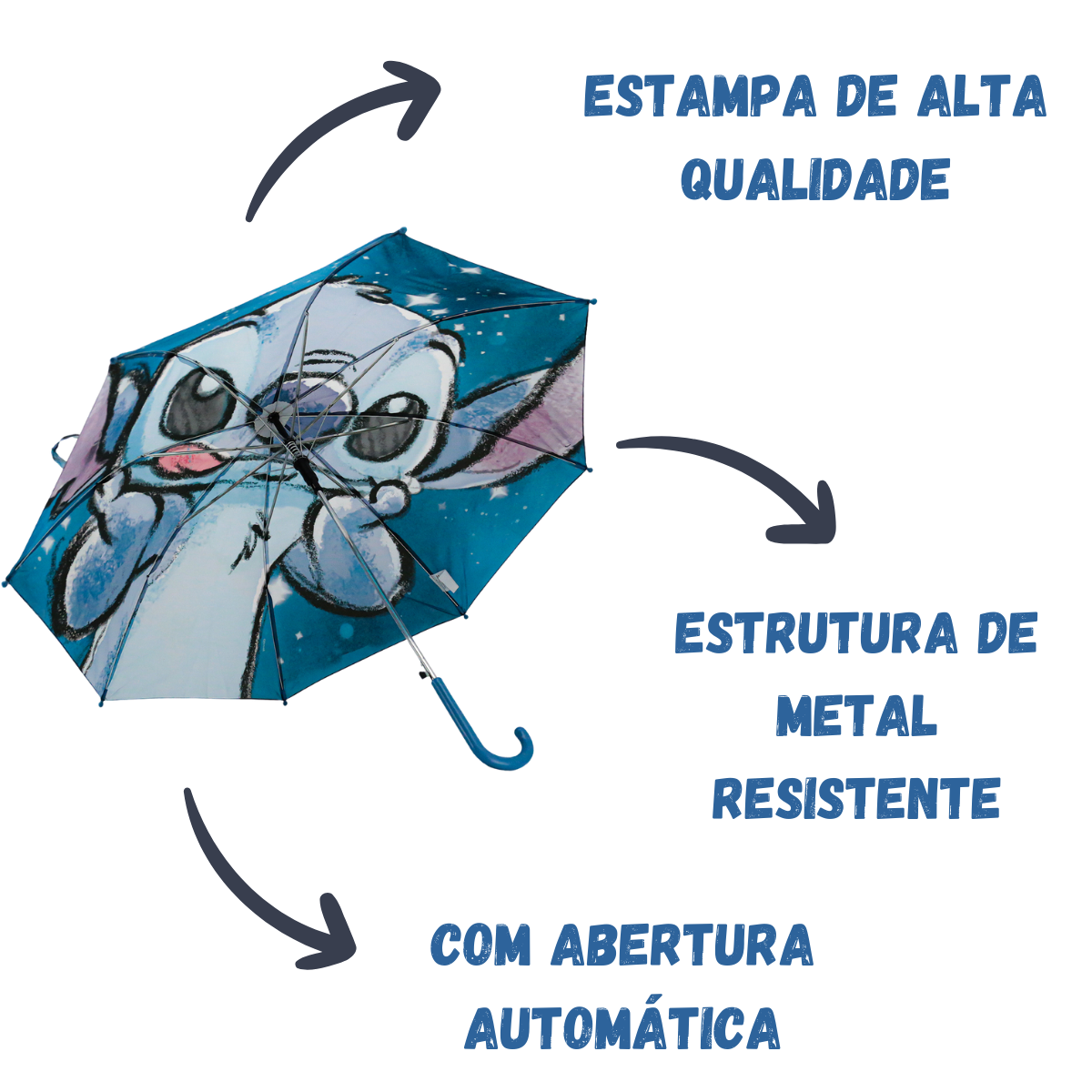Guarda-Chuva Infantil Stitch Sombrinha Criança Automática