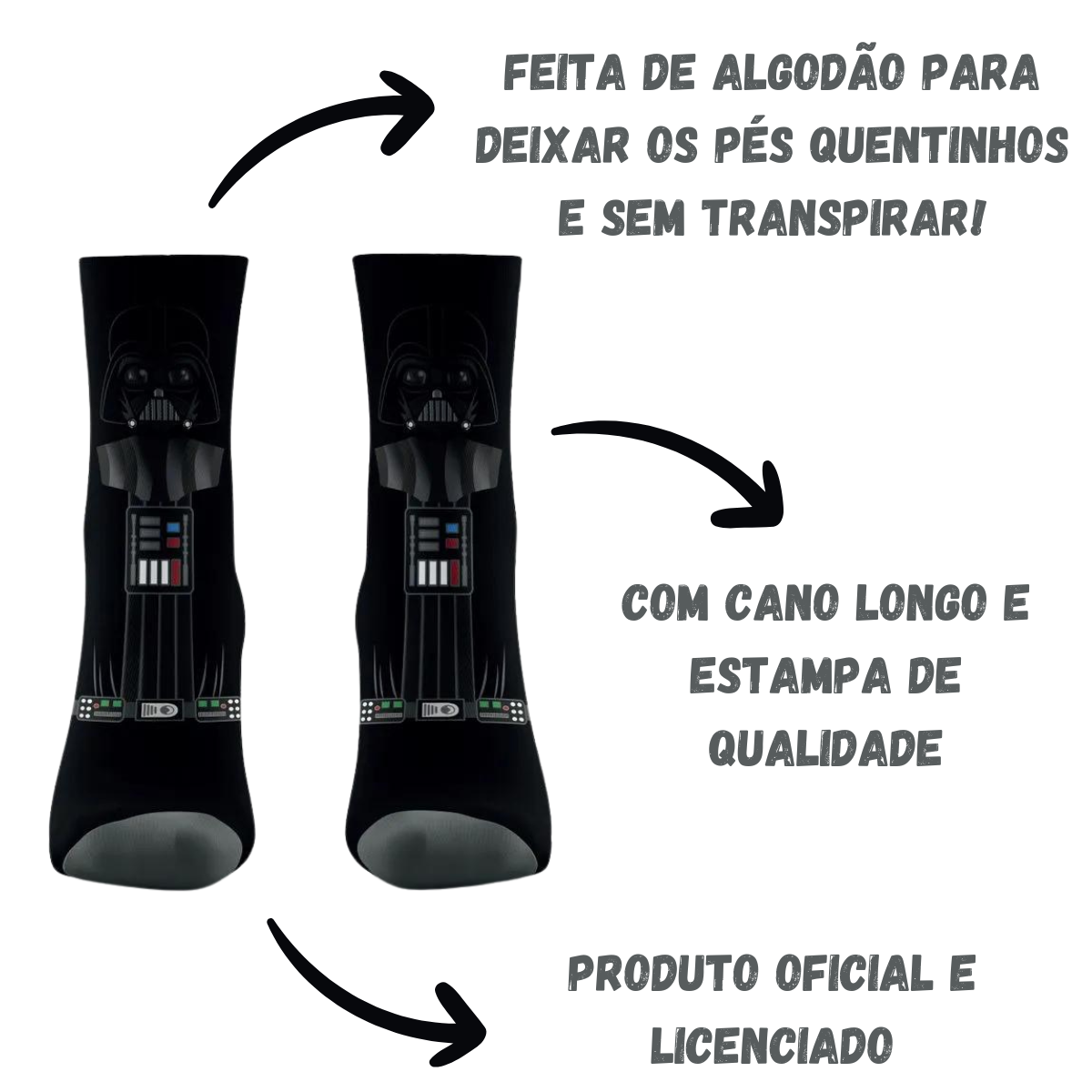 Meia Darth Vader Star Wars Cano Longo Tamanho Único