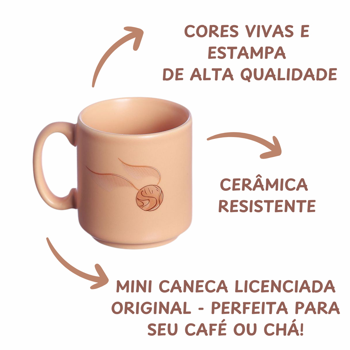 Kit 2 Mini Xícaras Relíquias da Morte e Pomo de Ouro Harry Potter HP Cerâmica 100ml