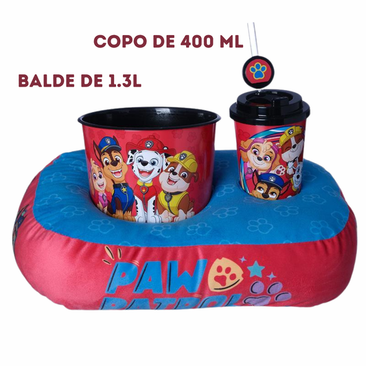 Kit Patrulha Canina Pipoca Infantil – Balde Copo e Almofada