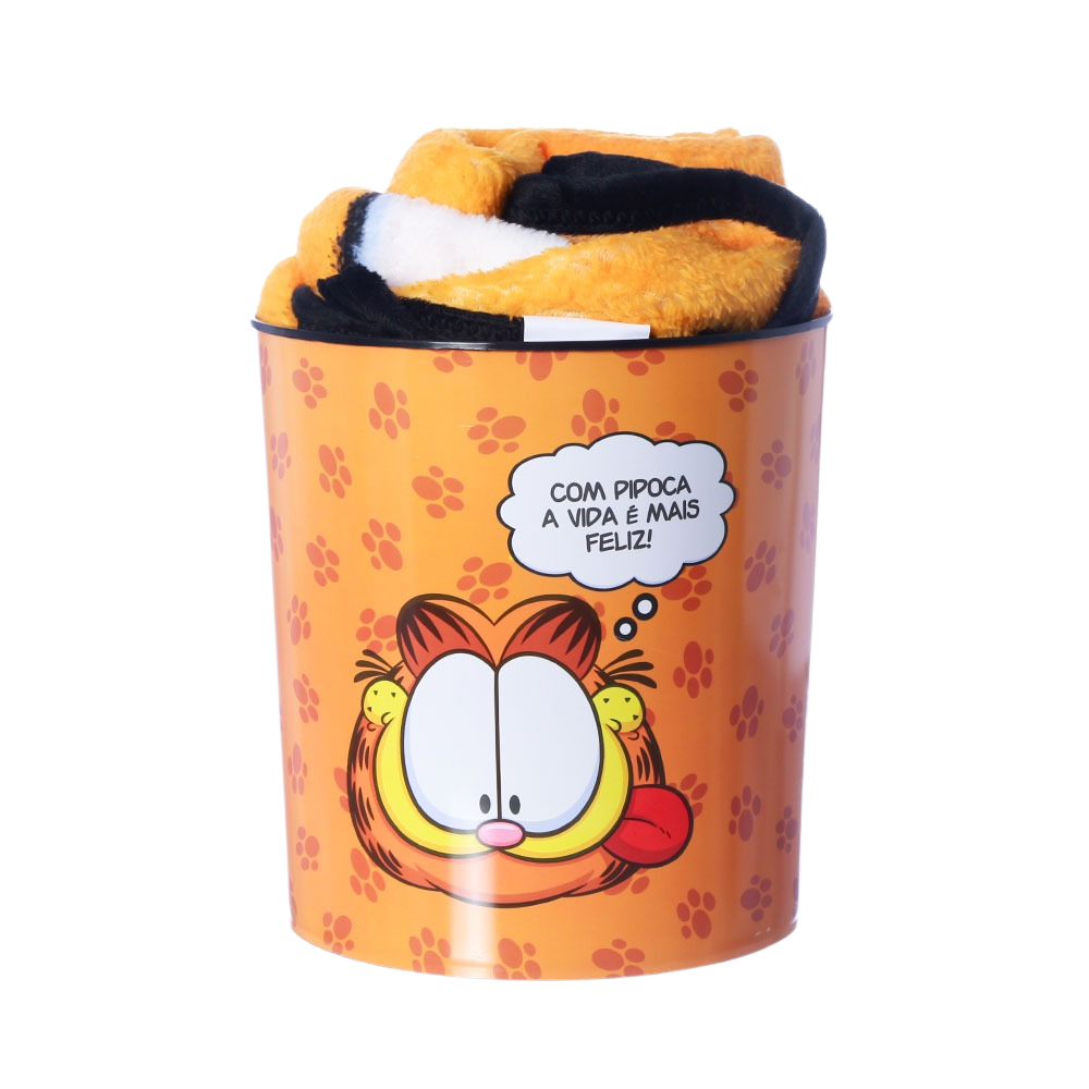 Kit Balde de Pipoca e Manta Garfield