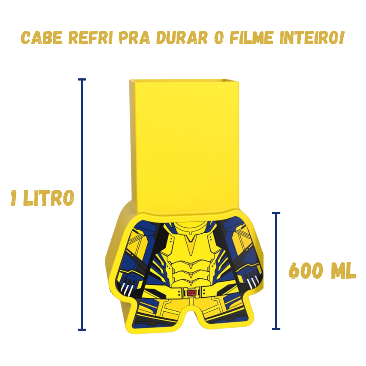 Copo Formato 3d Wolverine Tampa Canudo Marvel Studios - FRETE GRÁTIS