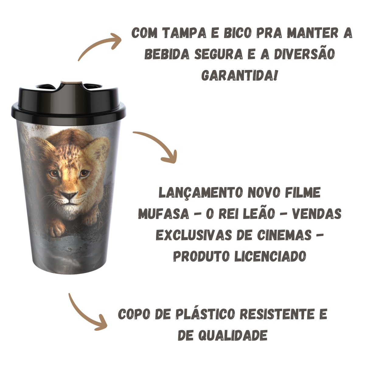 Copo Metalizado Rei Leão Mufasa Novo Filme 2024 750ml