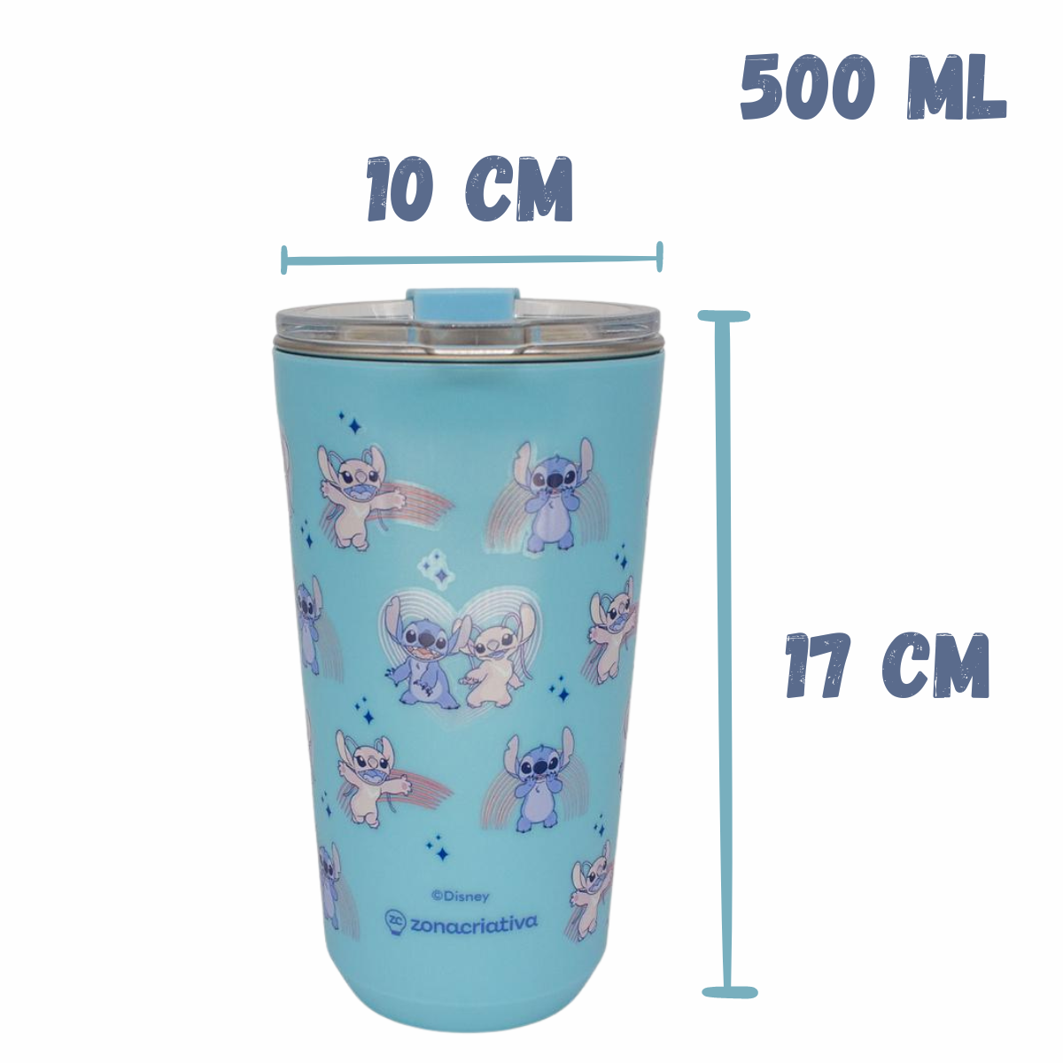 Copo Térmico Stitch e Angel Namorados Sky 500ml