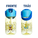 Garrafa Flip Bob Esponja Infantil Com Tampa Canudo e Alça 400ml