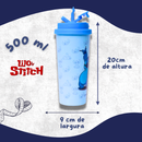 Copo Térmico Stitch 500ml – Aço Inox Parede Dupla Bico Duplo e Alça de Transporte Disney