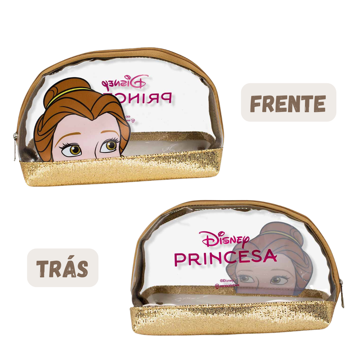 Necessaire 2 em 1 Bela Princesas Bela Fera Bolsa Maquiagem