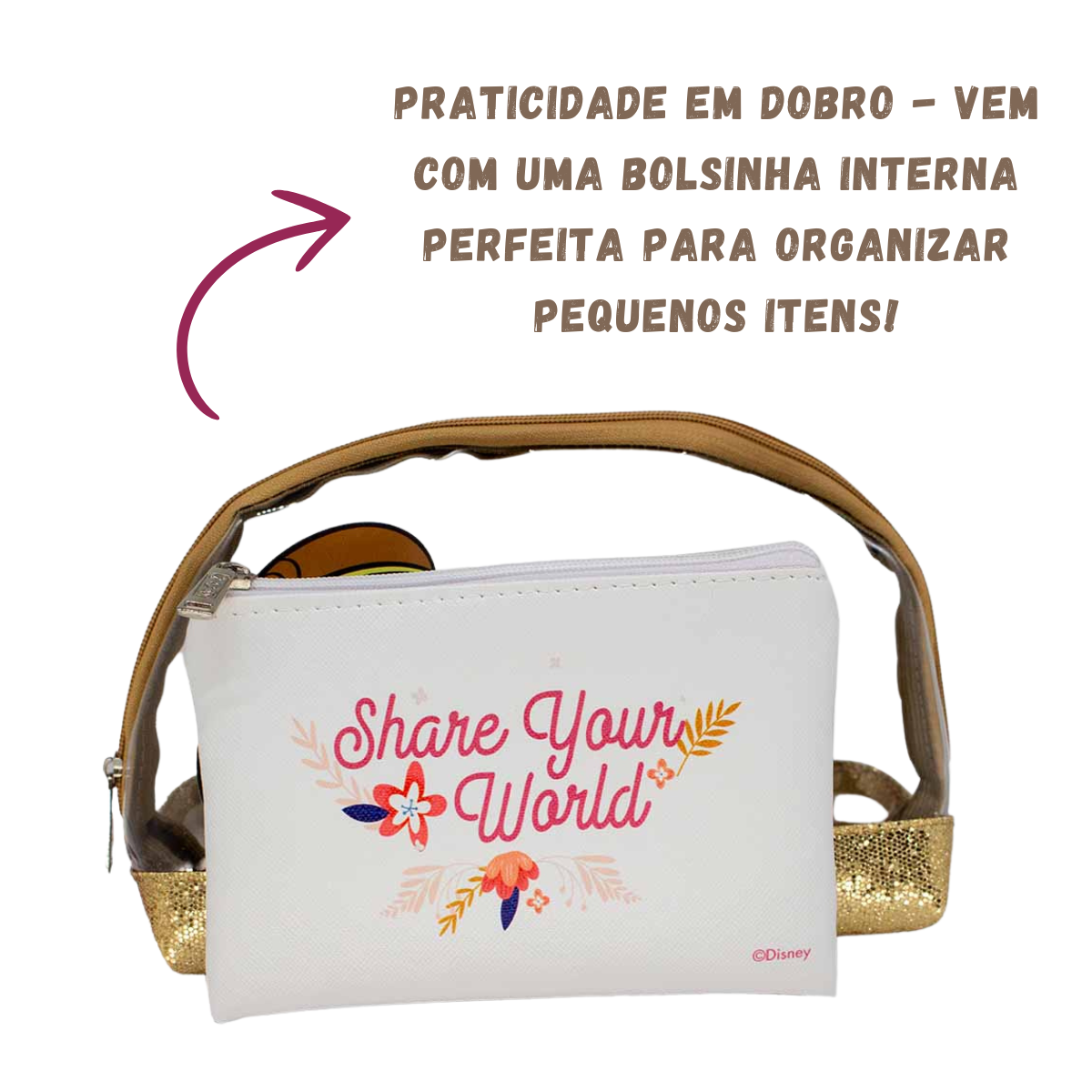 Necessaire 2 em 1 Bela Princesas Bela Fera Bolsinha Maquiagem