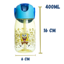 Garrafa Flip Bob Esponja Infantil Com Tampa Canudo e Alça 400ml