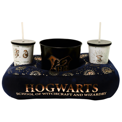 Kit Porta Pipoca Harry Potter Hogwarts com Almofada, 2 Copos, Balde 4,2L e Brinde Exclusivo