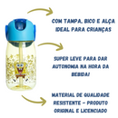Garrafa Flip Bob Esponja Infantil Com Tampa Canudo e Alça 400ml
