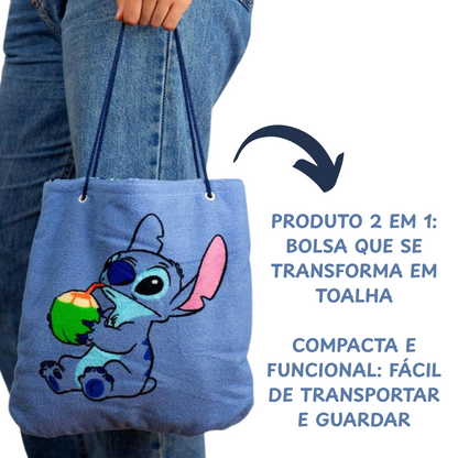 Bolsa Toalha Stitch 2 em 1 Sacola Praia Piscina Clube