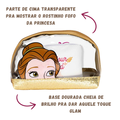 Necessaire 2 em 1 Bela Princesas Bela Fera Bolsinha Maquiagem