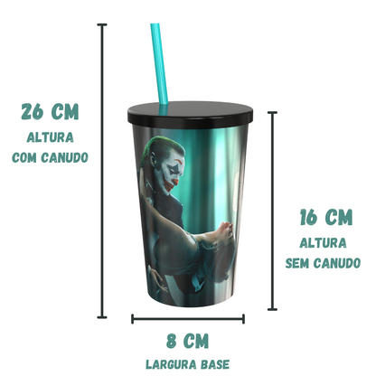 Copo Coringa: Delírio a Dois – 750ml com Tampa e Canudo Colecionável DC Comics