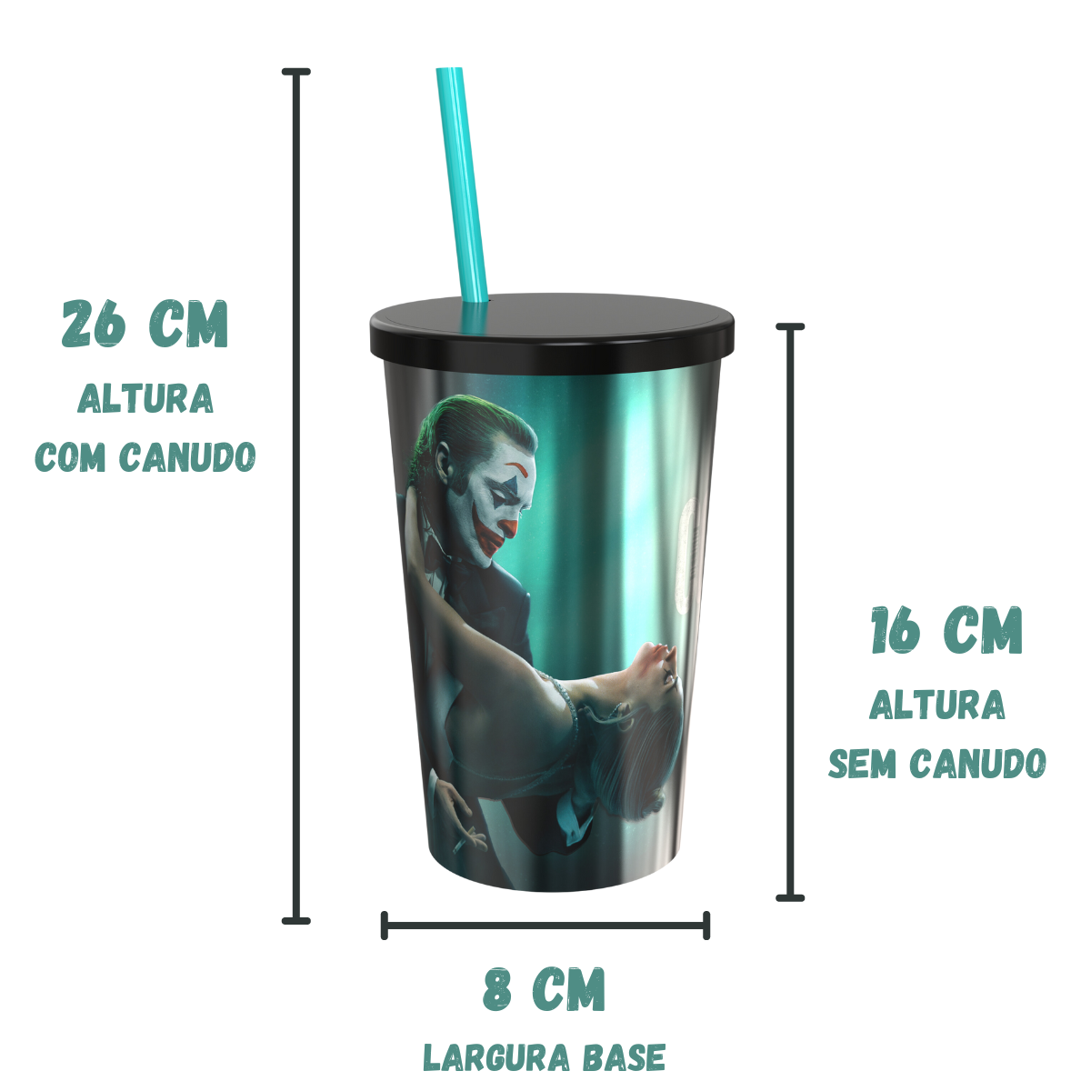 Copo Metálico Coringa Delírio a Dois Filme The Joker 750ml