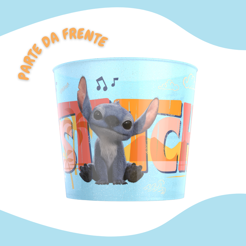 Kit Balde Pipoca e Copo Stitch Combo Cinema Original Licenciado