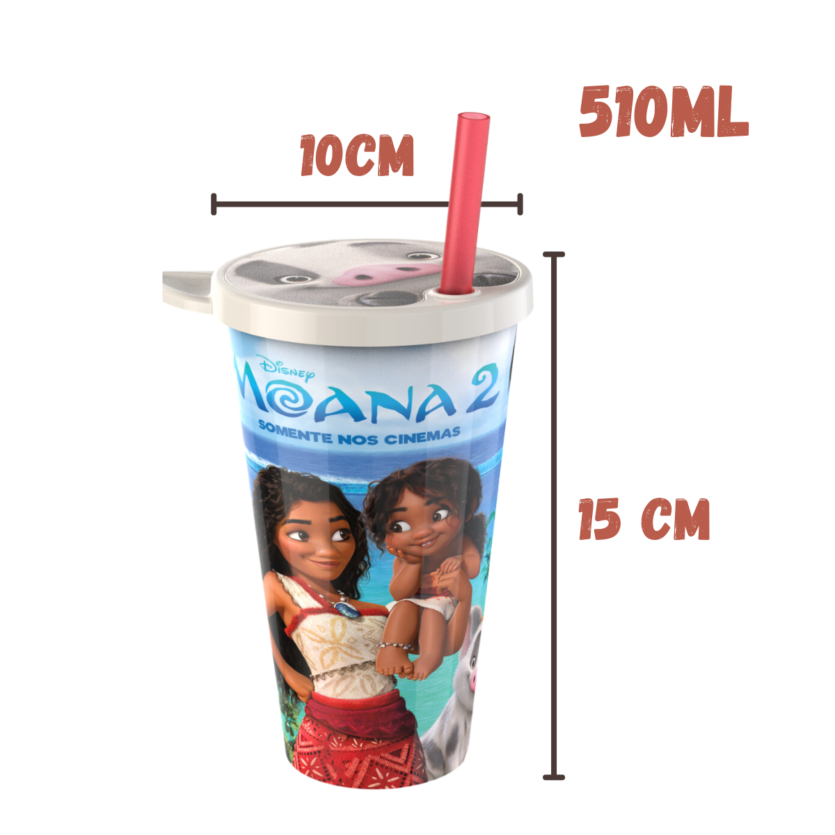 Kit Festa Moana - 10 Copos 3d Puá 510ml Lembrancinha Aniversário