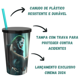 Copo Metálico Coringa Delírio a Dois Filme The Joker 750ml