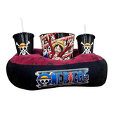 Kit Almofada Porta Pipoca Balde e Copos One Piece Mangá Anime