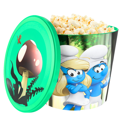 Balde de Pipoca Smurfs 2025 Edição Limitada com Tampa 4 Litros Produto Oficial de Cinema