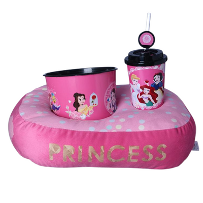 Kit Almofada Porta Pipoca Balde e Copo Princesas Individual Infantil