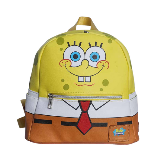 Mochila Infantil Bob Esponja 25cm Com Bolsos Laterais Escola Passeios