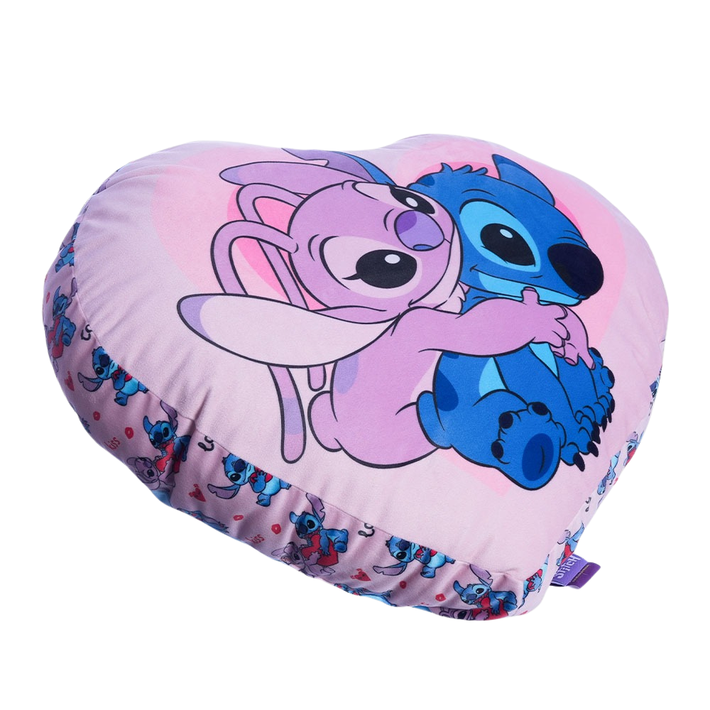 Almofada Stitch e Angel Formato Coração Namorados