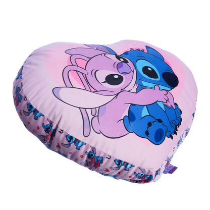 Almofada Stitch e Angel Formato Coração Namorados