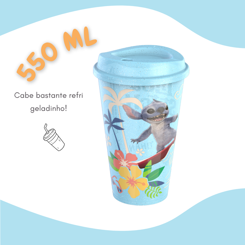Kit Balde Pipoca e Copo Stitch Combo Cinema Original Licenciado