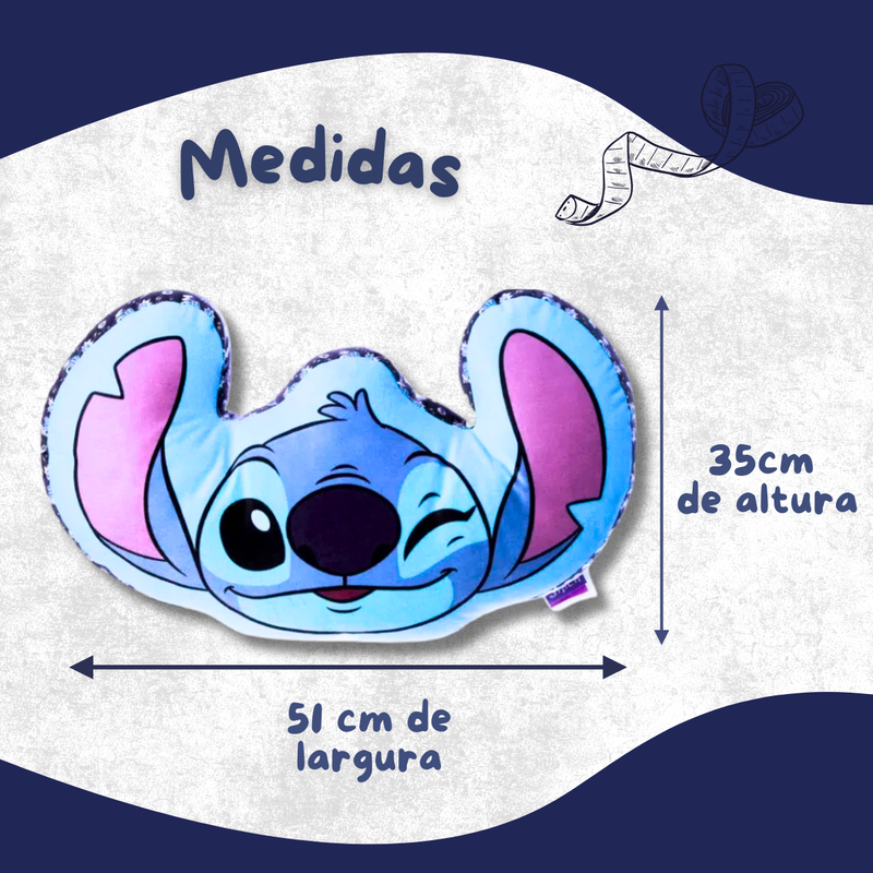 Almofada Formato Stitch 3D 51cm Produto Oficial Lilo & Stitch