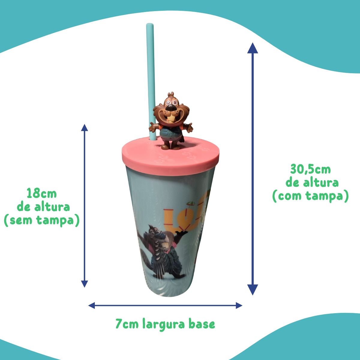 Copo Zootopia 2 Personagens Formato Cinema 3D Tampa 700ml Novo Filme 2025