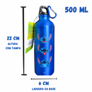 Garrafa de Alumínio Stitch Aloha com Mosquetão Chaveiro 500ml