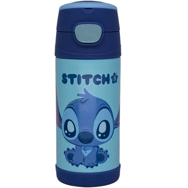 Garrafa Térmica Stitch 350ml Aço Inox com Canudo e Tampa de Click