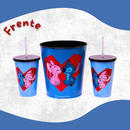 Almofada Porta Pipoca com Copos e Balde Stitch e Angel – Tema Namorados Coração