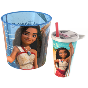 Kit Balde Pipoca 4L + Copo Puá Orelha 3d 510ml Moana 2 Lançamento