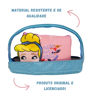 Necessaire 2 em 1 Cinderela Princesas Bolsinha Maquiagem