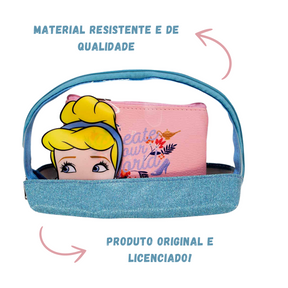 Necessaire 2 em 1 Cinderela Princesas Bolsa Maquiagem