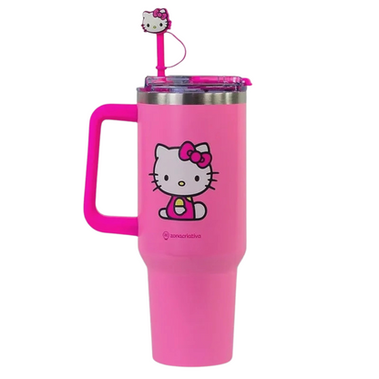Copo Térmico Hello Kitty 1,15L com Canudo e Alça – Mantém Gelado por 12h + Brinde