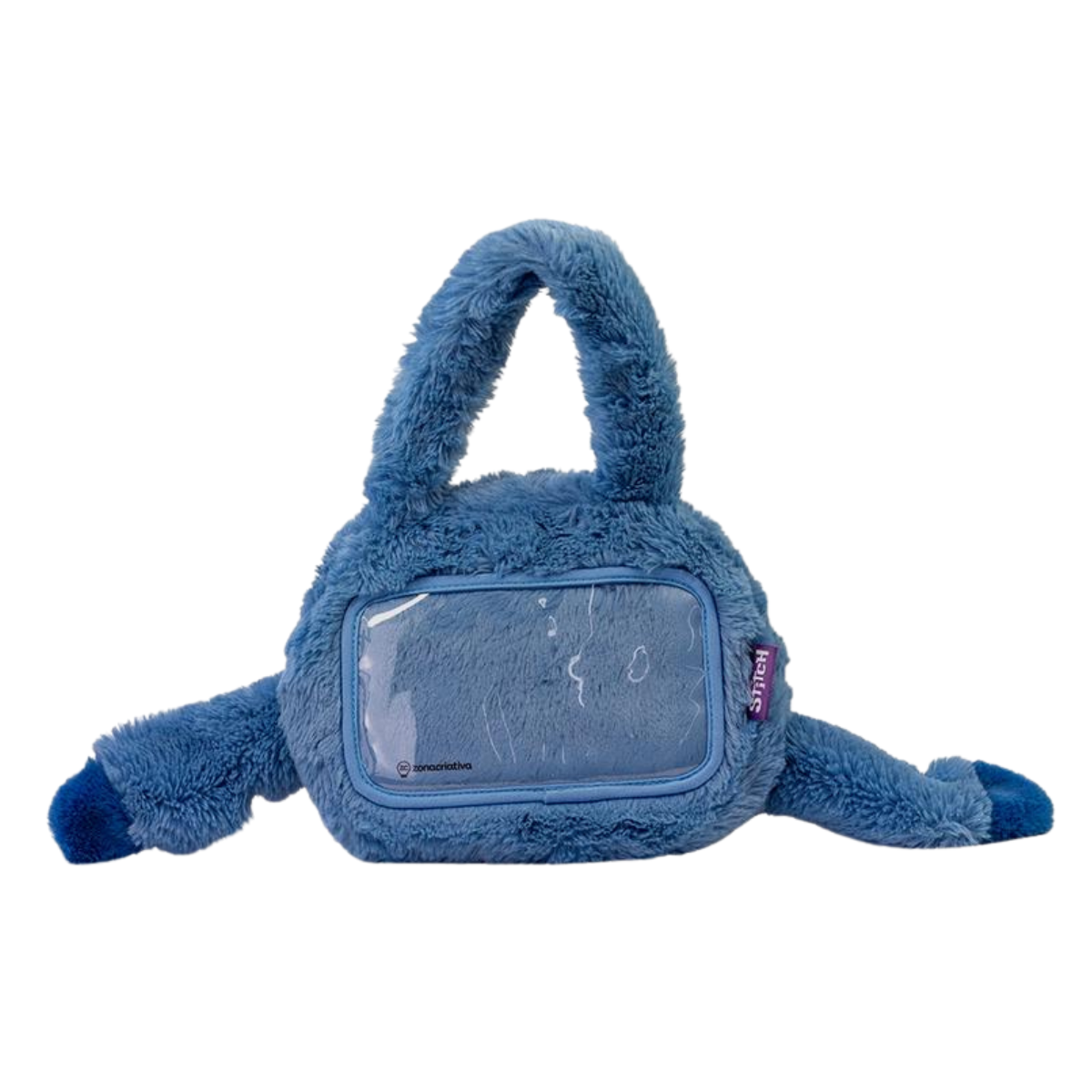 Bolsa Infantil Stitch Pelúcia Macia Compartimento Interno  Bolso Transparente Celular
