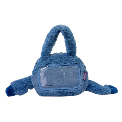 Bolsa Infantil Stitch Pelúcia Macia Compartimento Interno  Bolso Transparente Celular