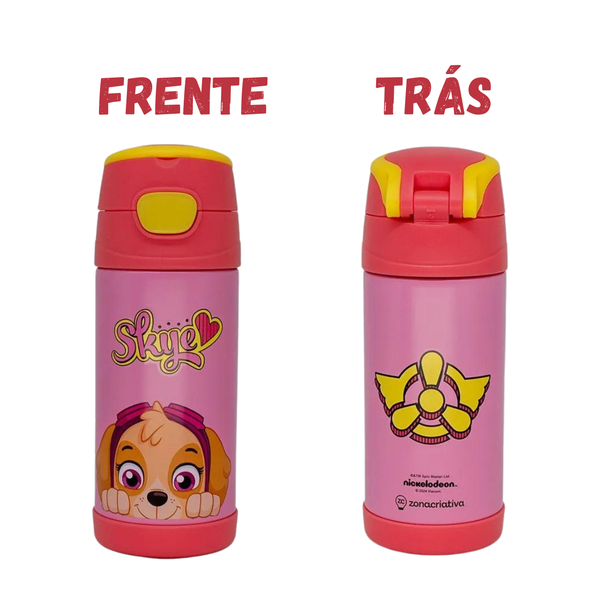 Garrafa Térmica Skye Patrulha Canina 350ml Inox com Canudo – Mantém Gelado até 12h + Brinde