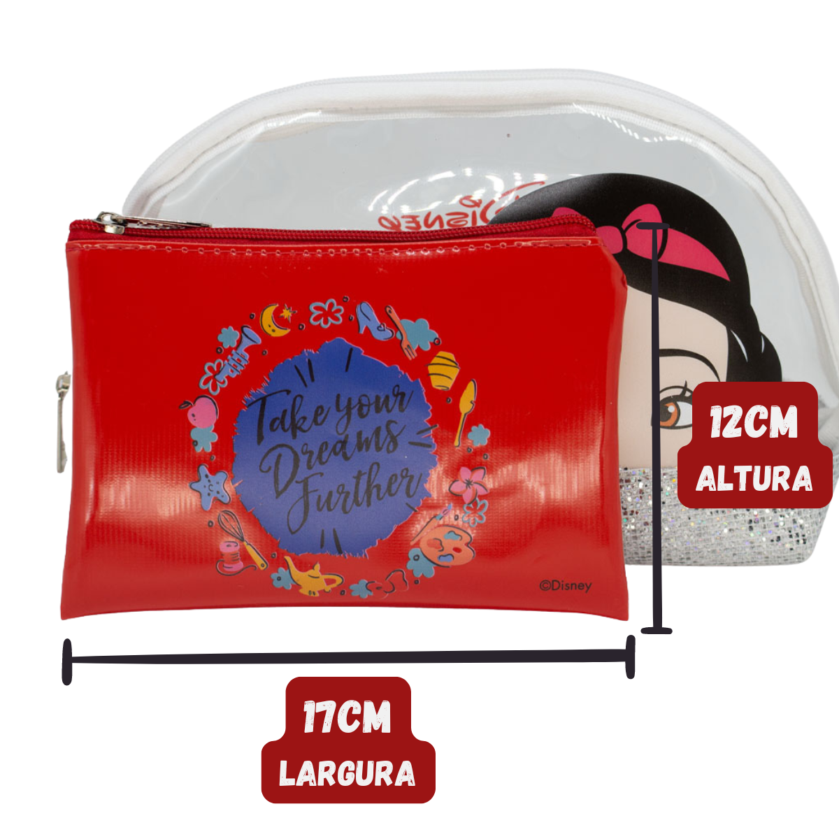 Necessaire 2 em 1 Branca de Neve Princesas Bolsa Maquiagem